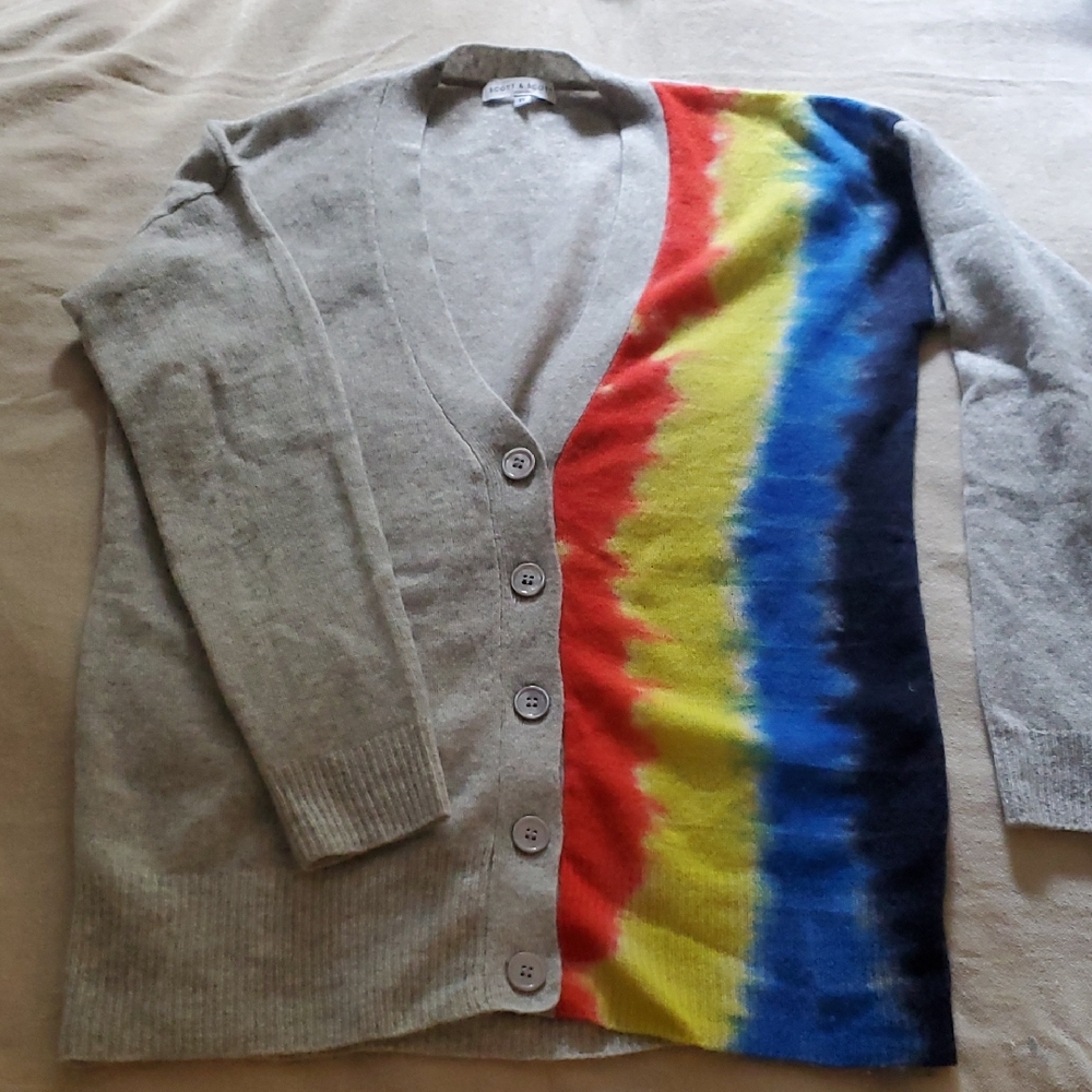 SCOTT AND SCOTT CASHMERE Cardigan with Rainbow Stripe